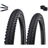 maxxi4you Schwalbe Marathon Plus, 2 pneumatici per mountain bike Performance SmartGuard ADDIX E-50 nero + Reflex 54-559 (26 x 2,10) + 2 camere d'aria Schwalbe AV13 con leva pneumatici maxxi4you