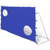 Ziaphsol Porta da calcio con parete 240 x 92 x 150 cm, telaio in acciaio, rete in poliestere, ancoraggio a terra, parete bersaglio per allenamento di tiro, giardino, prato e allenamento giovanile