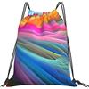 Generic Unisex Coulisse Borsa da Palestra Abstract Fractall Rainbow Ocean Sacchetto Sportivo Poliestere Zainetto per Uomo Piscina Festival 36X42Cm