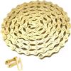 QitinDasen Singlespeed - Catena per bicicletta, 1/2 x 1/8, 114 maglie, con connettore per catena per bicicletta single-peed (oro)