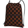 peiyeety Zaino con coulisse, unisex, con bandiera a scacchi marrone e nero, per palestra, escursionismo, yoga, viaggi, nuoto, spiaggia, 15 x 18 pollici