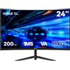 Nilox Monitor Led 24'' Nilox NXM24CRV2001 Fhd 1920x1080p 1ms Classe E Nero [NXM24CRV2001]
