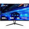Nilox Monitor Led 27" Nilox NXM27CRV2001 Fhd 1920x1080 1ms Classe F Nero [NXM27CRV2001]