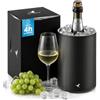 Beyond Refrigeratore per Bottiglie Vino in Acciaio Inox per Champagne, Secchiello per Spumante a Doppia Parete, Refrigeratore per Bevande, Set Regalo Uomo Donna, Accessorio Vino - Nero