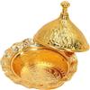 Agatige Ciotola di zucchero turco con coperchio, in lega di zinco Vintage Gold Candy Piatto di cioccolato in ottone Ciotola da portata per casa e da caffè da cucina