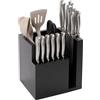KitchenEdge Ceppo magnetico in bambù e porta utensili da cucina, elegante per coltelli da chef, coltelli da bistecca, spatole, forbici, piedini in gomma antiscivolo, facile da pulire, finitura nera