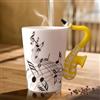 Leikurvo Tazza da caffè in ceramica con manico per sassofono, nota musicale, tazza da tè, tazza da tè, tazza in ceramica, per la musica cara, regalo di musica, 250 ml, colore giallo