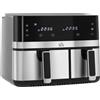 HOMCOM Friggitrice ad aria senza olio a doppia zona 8,5 L - 2700 W - 8 programmi, touch screen a LED, temperatura regolabile, timer, 2 cestelli antiaderenti, sincronizzazione finale, ricetta