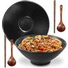 Mapille 2 Ciotole Ramen in Ceramica 1000 ml, Ciotola Giapponese con Bacchette e Cucchiai per Zuppa Pho Udon Noodles Insalata, Compatibile Microonde Lavastoviglie Forno