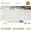 Pianeta Led 5 metri striscia 300 led 5050 SMD 5 mt luce bianca waterproof IP68 per immersione 12 V DC, Bianco Freddo