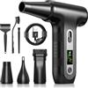 LUCKEA Aria Compressa Elettrico Pulizia PC con Display Digitale HD - Air Duster 200000 RPM, Mini Soffiatore a Batteria 6000 mAh, Rimuovi Polvere Bomboletta Aria Compressa Spray per Ufficio Auto, W06, Nero