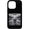 Golden Retriever Puppy Lover PS Custodia per iPhone 13 Pro Divertente Golden Retriever Selfie UFO Astronave Aliena Amante dei Cani