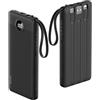 VRURC Power Bank con 4 cavi, 10000 mAh, caricatore portatile USB C, batteria esterna per cellulare, display LED con 5 uscite, 2 ingressi, compatibile con iPhone/Huawei/Samsung, smartphone Android, ecc