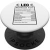 Leo Zodiac Sign Funny Nutritional Facts Leone Segno Zodiacale Astrologia Zodiaco Valori nutrizionali PopSockets PopGrip Adesivo