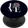 STEM Enthusiast Apparel Science Geek Clu Atom Heart I Love Scienza divertente per gli amanti della scienza PopSockets PopGrip Adesivo