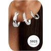 MACACHII Orecchini Cerchio Donna Argento 925 Placcati Oro 14K Anallergici Idee Regalo Gioielli per Piercing Multipli con Zirconi Intrecciati Set Orecchini Lobo Donna 8/10/12MM