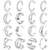 JeweBella Clip Ear Cuff Regolabile Donna Oro/Argento orecchino Senza Buco Finti Cartilagine Polsino Orecchio Non Piercing Helix Acciaio Inossidabile