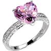 Sdouefos Anello da donna in argento Sterling 925 con cuore rosa con diamanti Aaa Cubic Zirconia Cz Anello Eterno Amore Fidanzamento Gioielli da sposa (O)