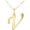 forme di Lucchetta - Ciondolo Lettera V Iniziale Nome in Oro Giallo 9 carati, Catenina d'oro 45cm, Collane d'Oro Vero per Regalo Donna Ragazza