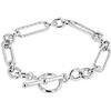 Tuscany Silver, collana/bracciale da donna con cinturino a T Figaro Belcher, 7,5 mm, a maglie intrecciate
