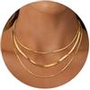ALEXCRAFT Collana Donna Girocollo 3 Collana Acciaio Donna 18K Oro Placcato 1,5/3mm 36/40/45+5cm Collana Oro Donna Collana Piatta Oro Catenina Acciaio Inox Snake