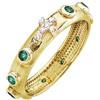 gioiellitaly Anello rosario argento 925 dorato liscio grani e croce con pietre verdi e bianche Anello preghiera unisex Gioiello Uomo Donna