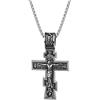 JewelryWe Collana con Pendente Orthodox Croce: Collana Doppia da Uomo Donna Preghiere Promessa Crocifisso Teschio in Acciaio Inossidabile Regalo Natale