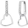 Glintara Orecchini a cerchio in argento 925, a forma di stella/cuore/geometrico, per donne e ragazze, in argento sterling 925, ovali, con ciondolo, alla moda, con zirconi, regalo per donne, Argento
