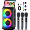 Ankuka Karaoke con Microfono (2026 Ultimo Modello) | Cassa Bluetooth con 3 Microfoni per Adulti e Bambini | Supporta TV/Smartphone/iPad/TWS/AUX/USB/FM | Per Party, Casa, Compleanni, Viaggio