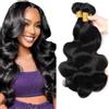 HeioWuio Set di 3 extension per capelli umani ondulati - 71 - 76 - 81 cm - #1B - Nero naturale - 300 g