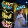 Herbst Ghirlanda di fiori a LED, 3 pezzi, per capelli da donna e ragazza, decorazione bohémien, luminosa, per festival, compleanno, Natale, matrimonio, festa (C)