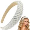 Traziewell Fascia per capelli da donna con strass ampia, copricapo da sposa alla moda, gioiello con perline luccicanti e strass scintillanti, copricapo di compleanno elegante H60135