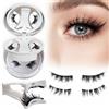 LOFTBIXA 2 Paia Ciglia Finte Magnetiche senza Eyeliner - Senza Colla con 3 Magneti & Punto Argento per Distinguerle - Effetto Naturale 3D, Riutilizzabili - Include Applicatore UP/DOWN & Custodia con Specchio
