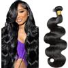 HeioWuio Extension di capelli umani, 76,2 cm, #1B, colore nero naturale, ondulati, 1 fascio, totale 100 g