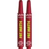 NYX Professional Makeup Fat Matte Smooth Color Lipstick Rossetto Matte Pigmentato Tonalità 16 Plushin' Plum Labbra Morbide Vellutate Effetto Levigante Texture Soffice Formato Click Stick - 2 Rossetti