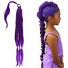 MUNSKT 2 estensioni per capelli viola -28 pollici lunghezza piegata coda di cavallo pre-intrecciata con elastico, anelli per capelli per cosplay Halloween spettacoli