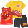 Disney Cars Saetta McQueen - Set composto da maglietta, canottiera e pantaloncini, 3 pezzi, per bambini grandi, Rosso/Nero/Giallo, 5