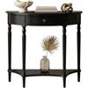 OVOGGPAN Consolle a mezzaluna in legno massello, tavolino da ingresso con cassetto e ripiano, tavolino d'appoggio in stile contemporaneo e vintage per soggiorno, corridoio(Black,60cm/23.6in)