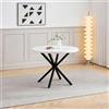 BenyLed Tavolo da Pranzo Rotondo con Gambe Robuste a Forma di X, 100cm*100cm*76,5cm per Cucina, Piccoli Spazi, Appartamento (Piano del tavolo bianco+piedi nero)