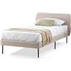 EVERGREENWEB MATERASSI & BEDS EVERGREENWEB - Letto Singolo con Materasso 80x200 alto 20 cm in Memory Foam, Base Letto 12 Doghe in Legno + Cuscino in Fiocco Memory GRATIS, Testata Quadrata Stondata, Rivestimento Tessuto Beige