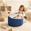 BOYIFEIJIE Pouf portaoggetti per peluche, rivestimento vuoto con cerniera, morbido organizer per giocattoli di peluche e coperte, comodo cuscino per la cameretta dei bambini (blu)