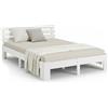 Homestyle4u Letto in legno da 160 x 200 cm, bianco, con 2 reti a doghe da 80 x 200 cm, testiera, letto matrimoniale, futon, telaio in legno di pino massiccio