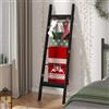 Hzuaneri Scala per coperte, per camera da letto, in legno, decorativa, con 4 ganci rimovibili, 5 ripiani, per bagno e soggiorno, colore: nero, BR02104B