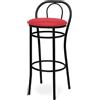 Generico Sgabello BRIDGE in Metallo con Seduta Imbottita Design Moderno Minimalista con Poggiapiedi Robusto Resistente Versatile per Cucina Bar e Locali Telaio Nero Opaco e sedile ROSSO