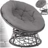 tectake®, Poltrona Rotonda in Rattan Girevole, Cuscino Confortevole, Sedia da Esterno, Giardino, Terrazzo, Stabile e Durevole, Grande Comfort, Adatta per Balcone e Giardino - Grigio