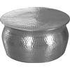 FineBuy Tavolino Rotondo 60x60x30,5 cm Metallo Argento | tavolino da divano effetto martellato, orientale tavolino in alluminio, pezzo unico fatto a mano, tavolino lounge