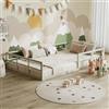 VitaliSpa Letto a pavimento Minno 120x200, letto bambini in metallo, letto Montessori con protezione anticaduta, bassa altezza d'ingresso, greige