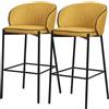 ML DESIGN modern living ML-Design Set di 2 Sgabelli da Bar Senape con Rivestimento in Tessuto, Altezza 76 cm, Struttura in Metallo, con Schienale Arrotondato e Poggiapiedi, Sedia Alta Imbottita da Cucina, Sgabello da Isola