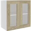 Roanoer Lyon - Armadietto da cucina sospeso in rovere Sonoma, 60 x 31 x 60 cm, in legno e vetro, con 2 ante e 2 ripiani per maggiore spazio in cucina