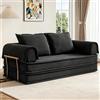 Vipbear Divano letto disossato, 200 cm, in velluto a coste 5 in 1, versatile, pieghevole, modulare, divano e divano a 3 posti per camera compatta, nero
